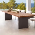Modern 8 - Person Rectangle Teak Wood Outdoor Patio Dining Table in Natural & Gray