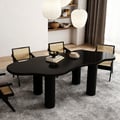 1800mm Black Dining Table 6 Seater Japandi Irregular Dining Room Table 4-Leg
