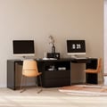 2-Person Double Desk Modern Black Retangular Office Desk 4 Drawers & 1 Cabinet (94.5" )