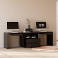 Modern Rectangular Desk with Swivel Cotton Office Chairs