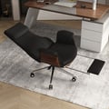 Reclining Leather Office Desk Chair High Back Adjustable Swivel Black Executive Chair