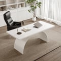 Modern White Rectangular Wood Metal Base Office Desk (70.9" )