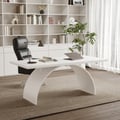 70.9" Modern White Rectangular Writing Desk & Office Desk Chair Set High Back