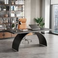 Industrial Black Rectangular Wood Metal Base Office Desk (70.9" )