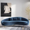 Modern 2400mm Blue Velvet Curved 3 Seaters Sofa for Living Room