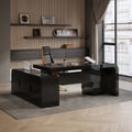 Chicent Modern Black L-shaped Executive Desk with Ample Storage Right Hand (70.9'')