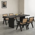 Upoak 1600mm Farmhouse Concrete Black Wooden Dining Table for 6 Person Double Pedestal