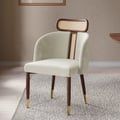 Set of 2 Mid-Century Modern Dining Chairs with Velvet Upholstery Off-White