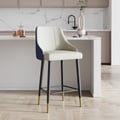 Diamic Series ModernCounter Stools with  PU Leather Upholstery Light Gray and Blue