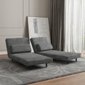 64" Linen Futon Sofa Bed 2-Seater