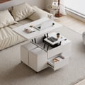 1000mm Lift-Top Foldable Coffee Table with 4 Stools & Storage