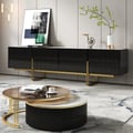Grovyn 87" Sintered Stone Top Fluted TV Stand with Storage