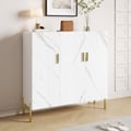 Marble Texture Shoe Storage Cabinet 3 Doors & 5 Shelves Entryway Closet Shoe Storage