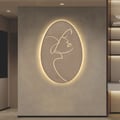 31.5" Oval LED Abstract Wall Art Modern Woman Face Sculpture Decor Living Room Bedroom