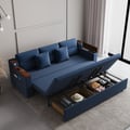 83" King 3-Seater Linen Sleeper Sofa with Trundle & USB Port