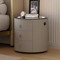 Leather 3-Drawer Smart Nightstand with Light & Speaker