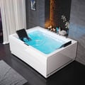 71" Double Jacuzzi Jetted Bathtub with LED Lighting 118-Gallon Capacity