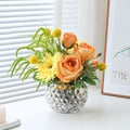 Orange Artificial Flower Arrangement in Silver Vase Table Centerpiece Fake Flower 
