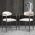 Otrast White PU Leather Dining Chair Velvet Upholstered Arm Chair (Set of 2)