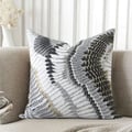 18'' x 18'' Modern Black Abstract Gold feather Throw Pillow Cover Silk Cushion Protector