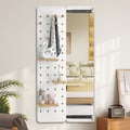 1200mm Pegboard Hidden Sliding Dressing Full Length Floating Wall Mirror Coat Rack Hooks