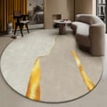 7' x 7' Circular Modern & Creative & Light Luxury Khaki & Yellow Area Rug Nylon Rug