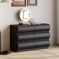 Humply 39" Leather Black 6-Drawer Dresser Chest