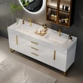 Aro Series Bathroom Vanity Set 59" Freestanding Bathroom Vanity White with Double Sinks