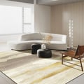 Abstract Modern Gray&Gold Velvet Rectangle Rug Indoor Area Rug 5' x 7' Gold & Gray