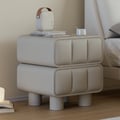 Modern Gray Smart Nightstand Leather Bedside Table with Wireless Charger & USB Port