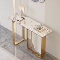 47" W Modern Sintered Stone Console Table with Gold Stainless Steel Frame