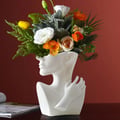 9.4" Resin Statue Flower Vase Face Pots Bust Head Shaped Home Table Decor Art in White