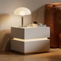 Lumio White 2-Drawer Nightstand with Light & Charging Station Set of 2