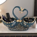 Creative Gold&Blue Swan Resin Remote Control Holder Living Room Storage Box Home Decor