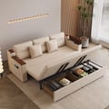 83" Linen Sleeper Sofa 3-Seater with USB Port