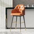 Modern PU Leather Counter Stools with Upholstery Orange