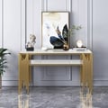 47.2" Modern White Faux Marble Narrow Console Table with Storage Shelf and 4 Gold Legs