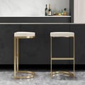 Modern PU Leather Counter Stool with Upholstery Off White