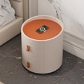 Chanor Round Leather 2 Drawer Nightstand with Sintered Stone Top & Wireless Charger