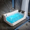 71" Double Jacuzzi Bathtub with Jetted Massage & Ambient Lighting
