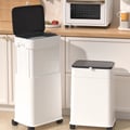 White Liftable Kitchen Trash Can Rolling Garbage Bin With Cover