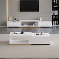 Mordelle Glossy White Extendable TV Stand & Coffee Table Set