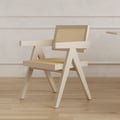 Archic Series Japandi Modern Wood Dining Chairs Washed White