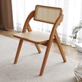 Set of 2 Japandi Folding Solid Wood Walnut Dining Chairs