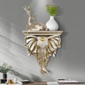 3D Traditional Gold Resin Elephant Wall Mounted Shelves Floating Art Wall Shelf