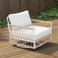 Ropipe Outdoor Swivel Chair with Hand Woven Rope in Khaki & White