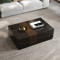 Vewal 1200mm Marble & Walnut Veneer Block Coffee Table with 2 Drawers