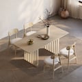 Dining Set 55"-87" Japandi Extendable Dining Table Whitewash with 4 Chairs
