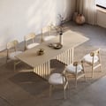 Dining Set 55"-87" Japandi Extendable Dining Table Whitewash with 6 Chairs