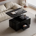 39" Lift-Top Foldable Coffee Table with 4 Stools & Storage